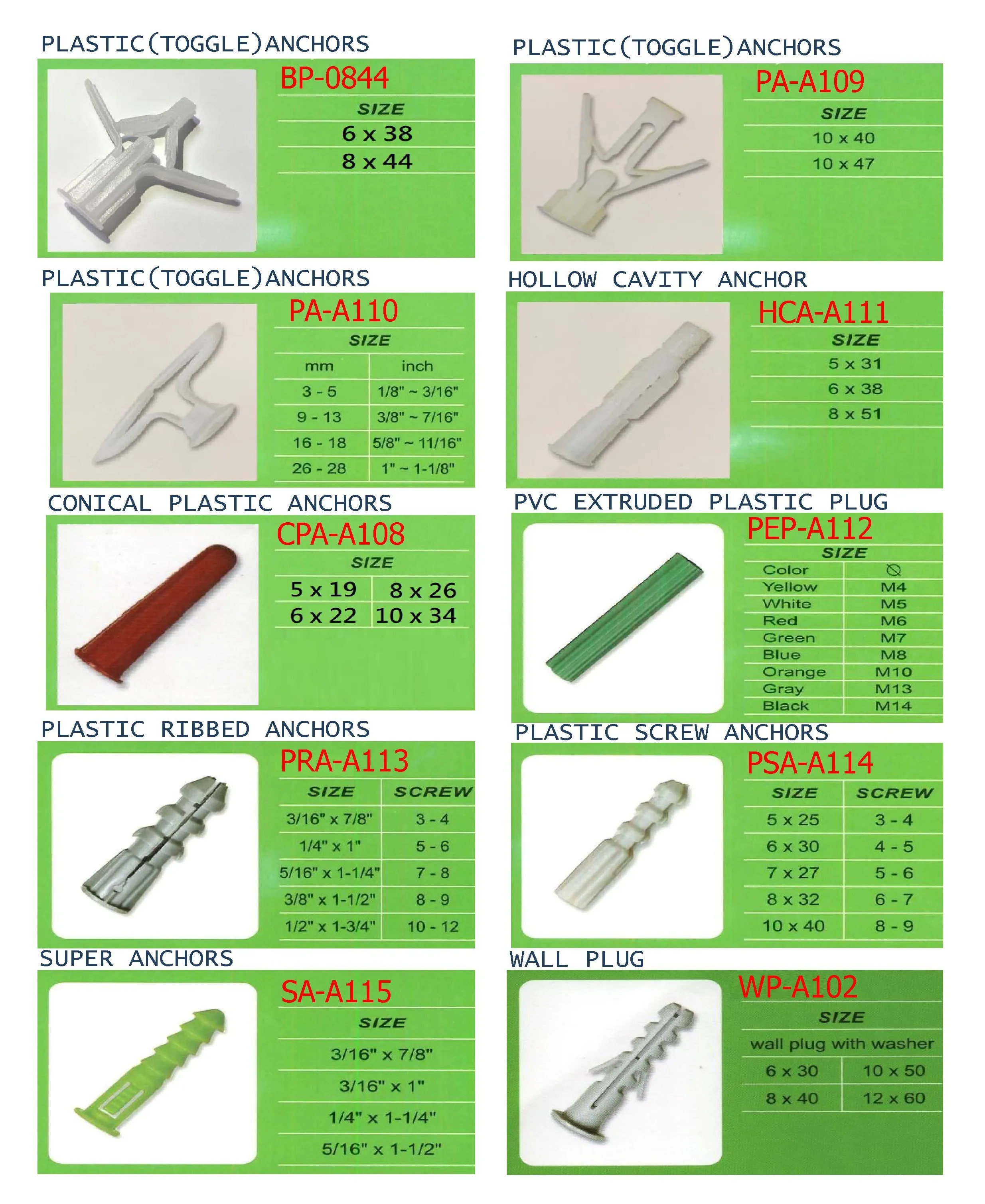 ПВХ полиэтиленовый настенный зажим крепежный пластиковый анкер