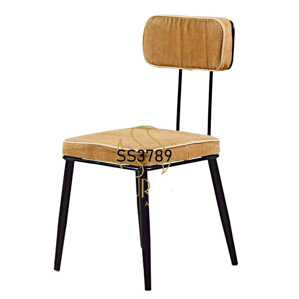 Industrial Chair with Metal Legs Canvas Seat and back For Restaurant Cafe Food Court and home purpose