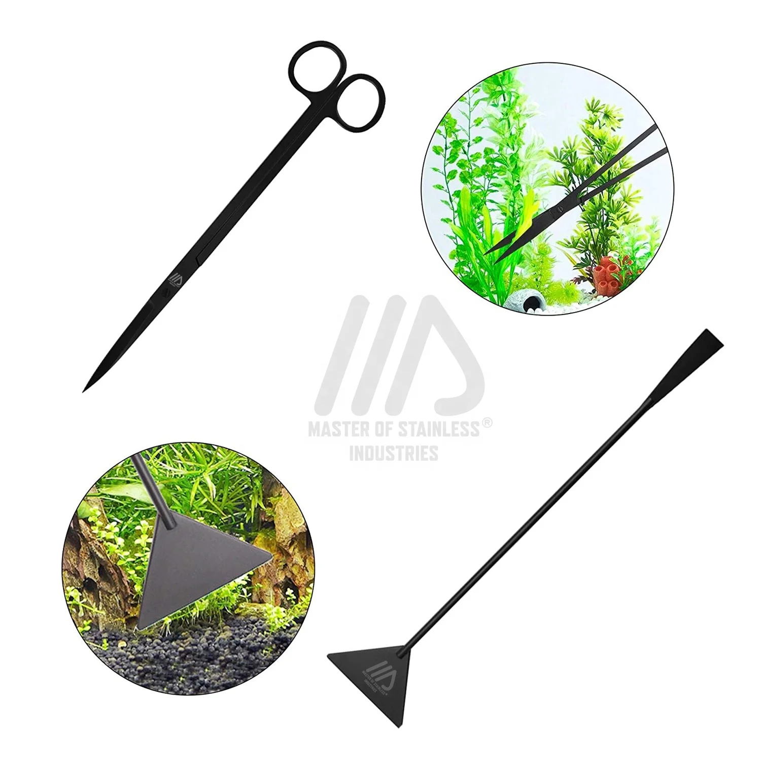 5 Pcs Aquascaping tools kit Aquarium Accessories Aquascaping tools plant scissors curved tweezers forceps scraper kit tools
