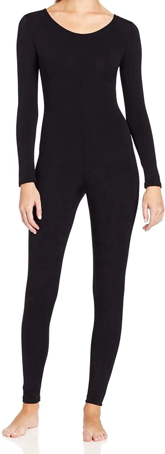 Оптовая продажа OEM женский телесный с длинным рукавом глубоким круглым вырезом унисекс цельнокроеный полноразмерный трико без ног для взрослых