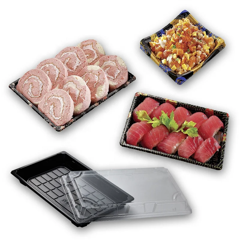 Taiwan Cherry Blossom Printing Pattern Japanese Sushi Tray Plastic Boxes For Food