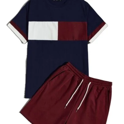 Wholesale Summer 100% cotton custom hip hop t-shirt and shorts , blank t shirt with Matching 2 piece shorts Set