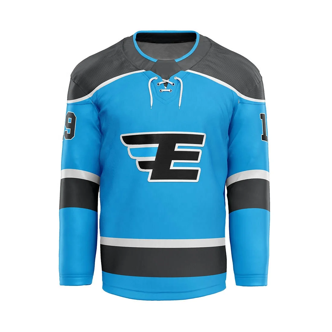 custom high quality college ice hockey uniforms double sided fully sublimation print gum patches 100% poly team hockey jerseys