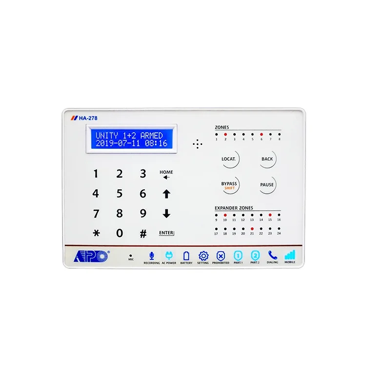Traditional Wired Alarm Systems Panel Contact ID Format with Alarm Monitoring Station PSTN Phone Line 8 Zones Alert Report