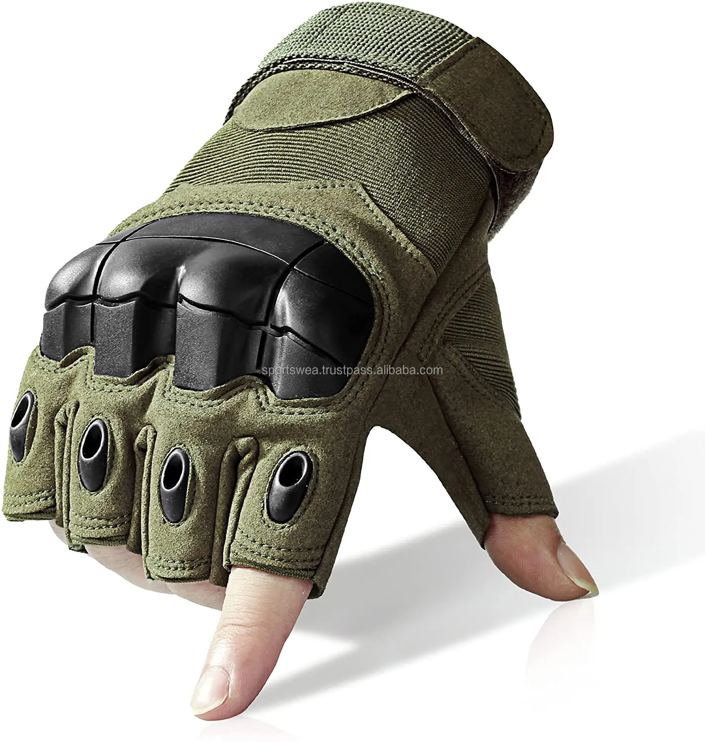 Half Finger Outdoor Gloves Fingerless Gloves for Riding Cycling Motorcycle Driving Gloves For daily use Olive color