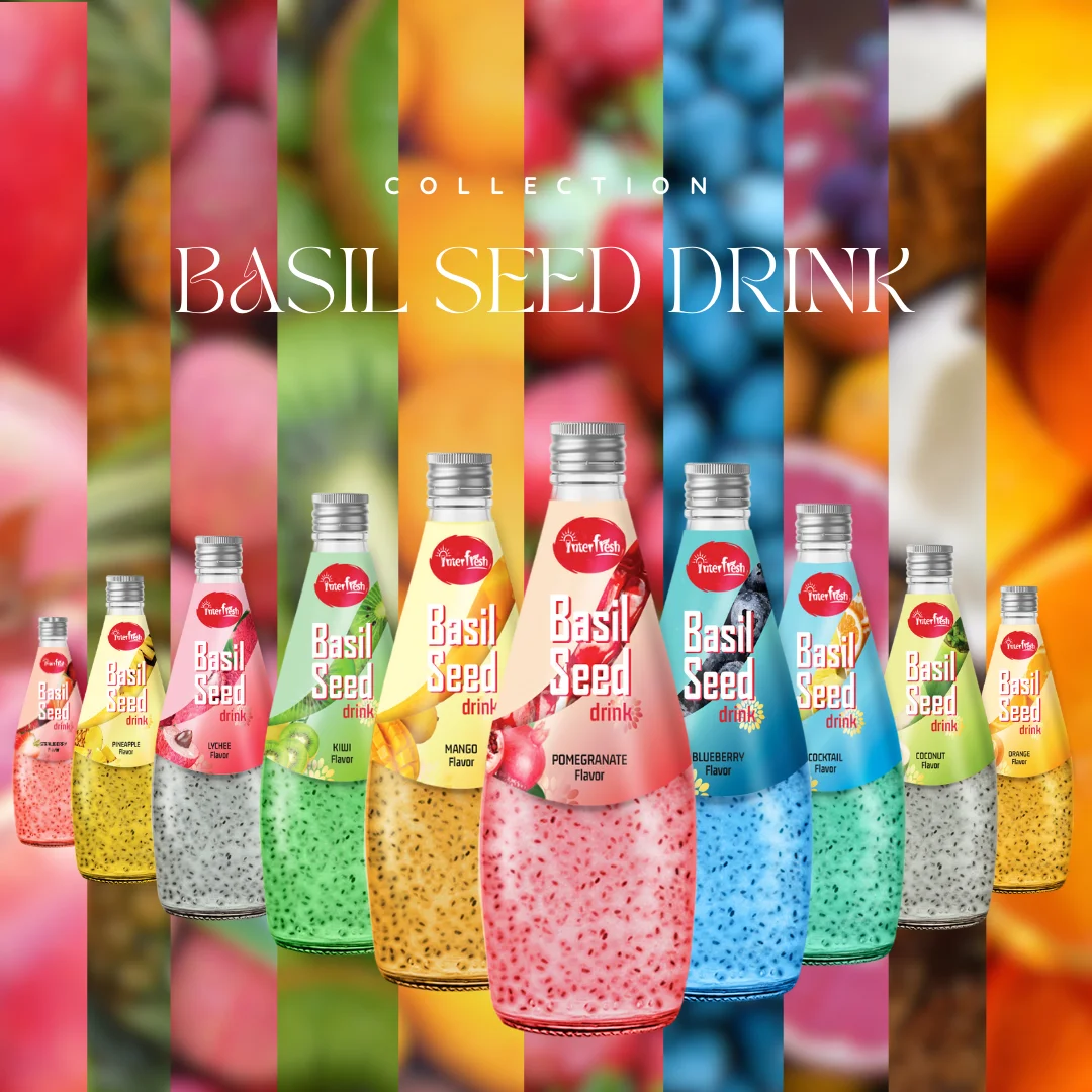 Vietnam Interfresh Premium 290ml Glass Bottle Private Label Factory Beverage Price Guava Flavor Dried Puree Basil Seed Banana