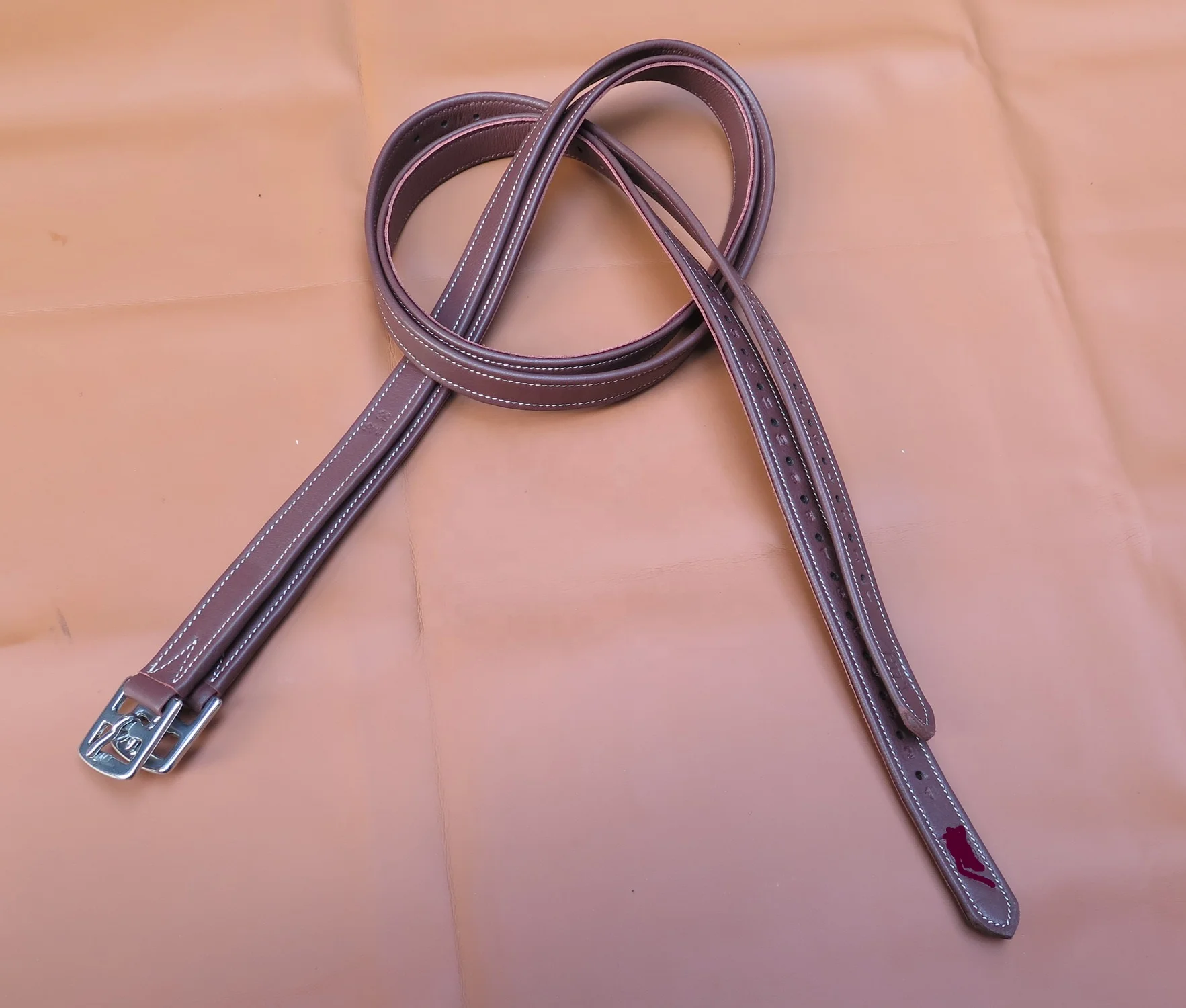 Hot Selling Leather Stirrup for horse horse equipment leather stainless steel fitting Triple Folded  Bonded Stirrup