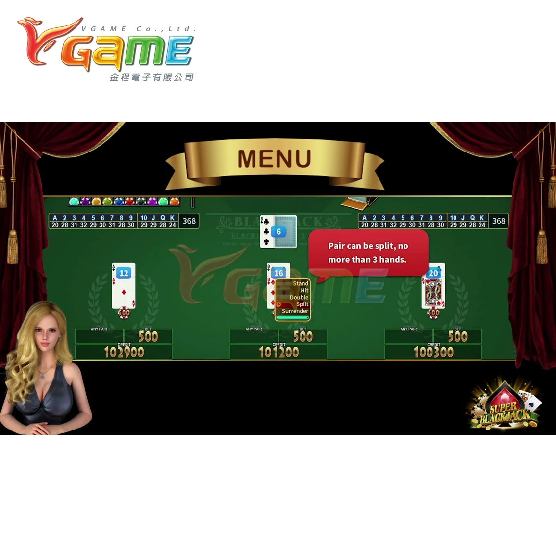 VGAME Poker Game Software Board Super Blackjack