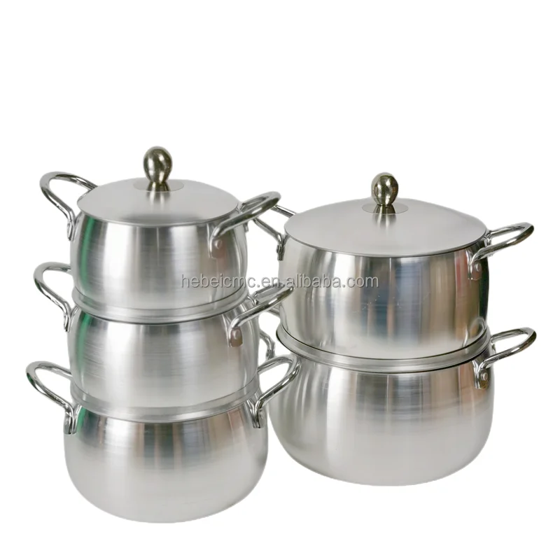 Hot Selling 5pcs 16 18 20 22 24 cm Aluminum Cookware Cooking Pot Set With Belly Lid