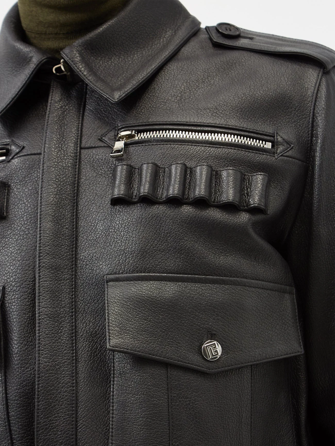 Мужская авиаторская куртка из натуральной кожи с откидным карманом