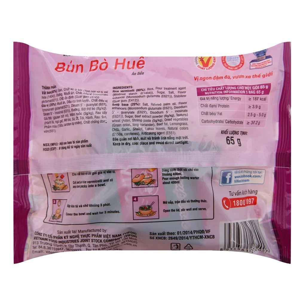 Vietnam Instant Noodles Cheap Price  Vifon Hue Style instant rice vermicelli healthy variety tastes Beef flavor  65g