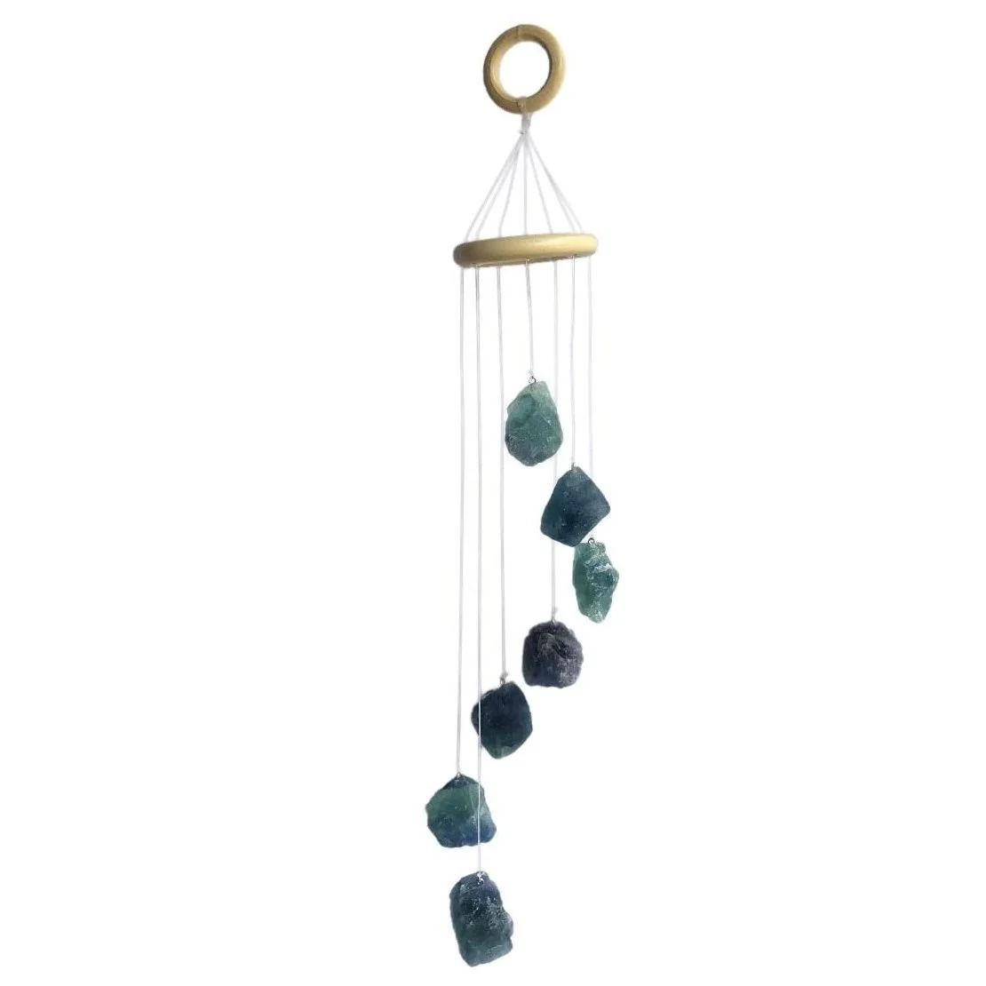 wind chime natural stone Green fluorite Raw Stones Wind Chime Home Decoration crystal wind chime natural crystal stone