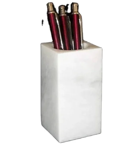 Handmade Pure Marble Pen Stand Unique Design Marble Base New Release Home Decoration with Unique Carving for Calendar Use
