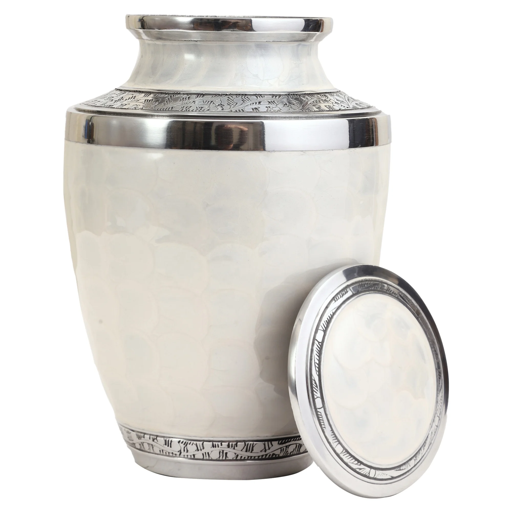 Top Amazon Selling Funeral Urns Classic Pearl White Design Aluminium Urns For Funeral Homes & Directors Wholesale