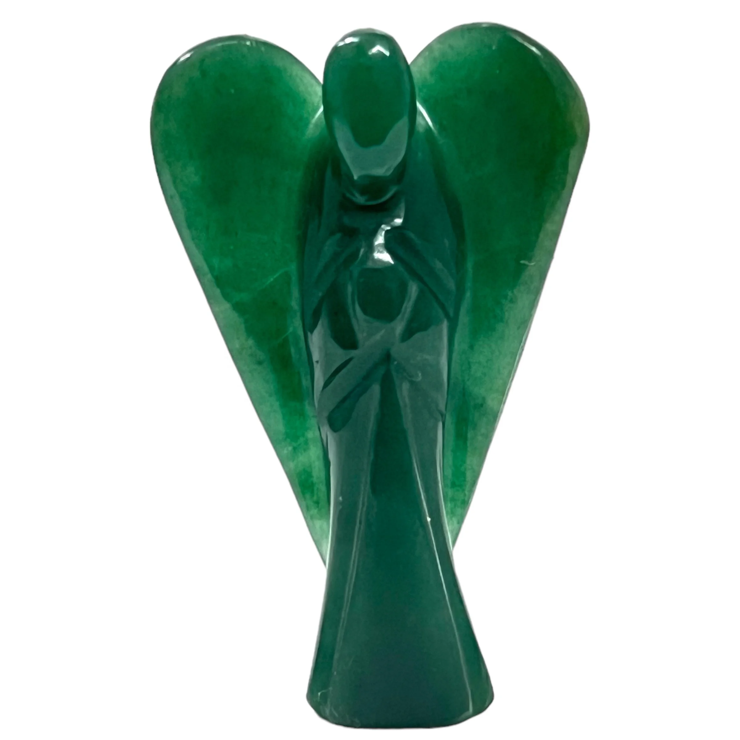 Hot Selling Green Jade Crystal Angel Guardian Angel Statue Figurine Gemstone Angels for Luck and Prosperity Healing Crystals