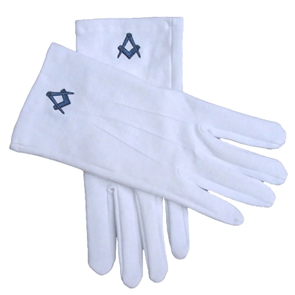 Masonic Shriner Symbol Cotton Gloves - White (One Size Fits Most) For Freemasons. Masonic Formal Wear Regalia