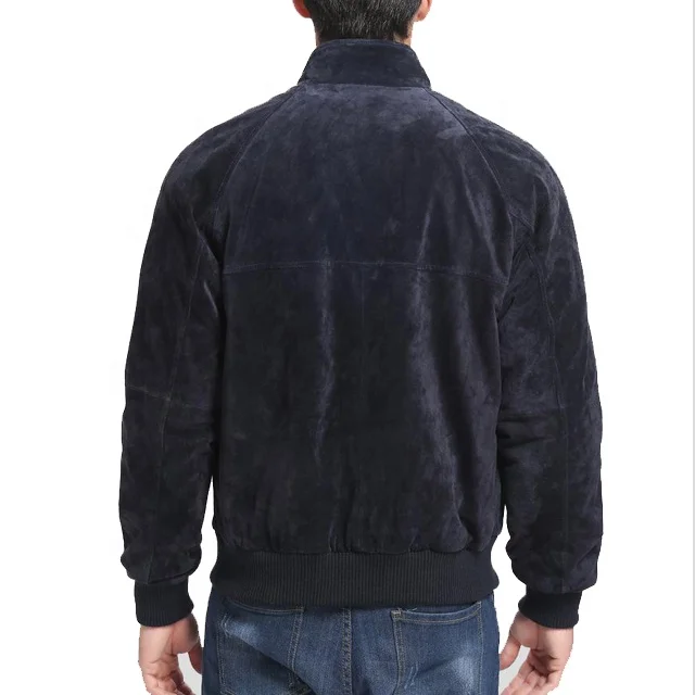  Мужская Пакистанская замшевая куртка-бомбер синяя натуральная кожа