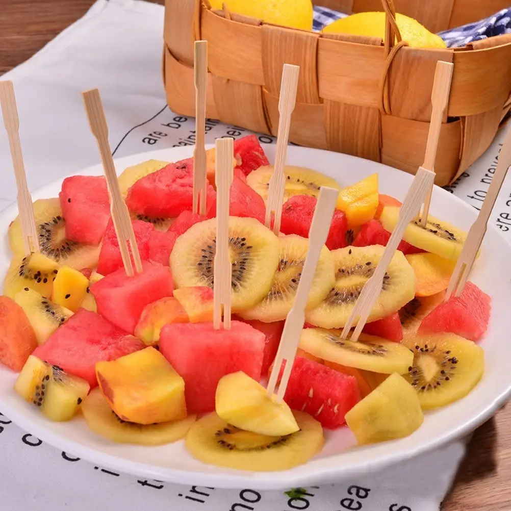 Disposable Barbecue Eco-friendly Bamboo Fruit Forks Fruit Skewer Kids Fruit Fork