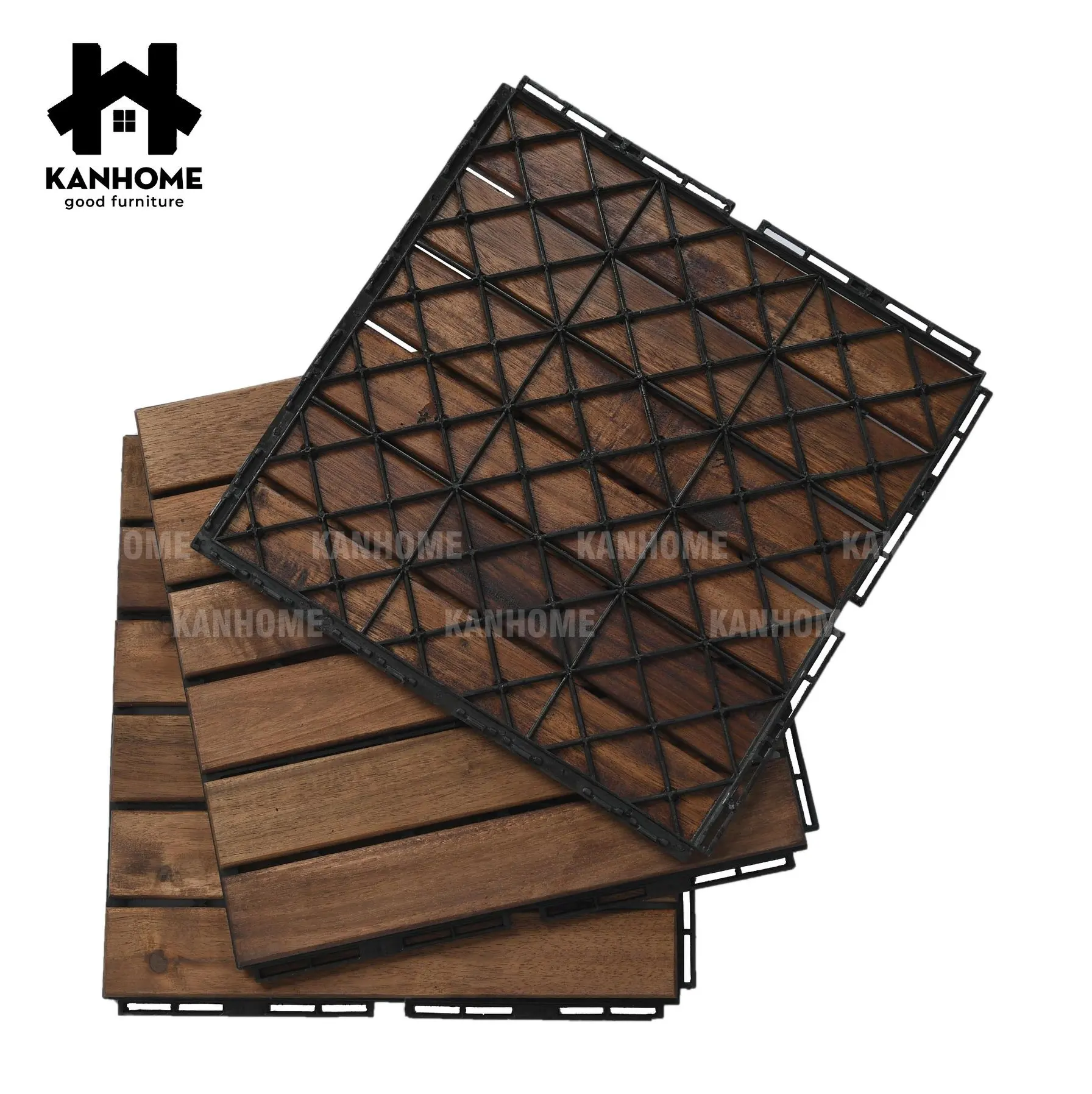 6-SLAT ACACIA WOODEN DECK TILE 300X300X24MM WITH SCREWS OEM ODM Service Support Customize Accept Hot Sell Brand Top Quality