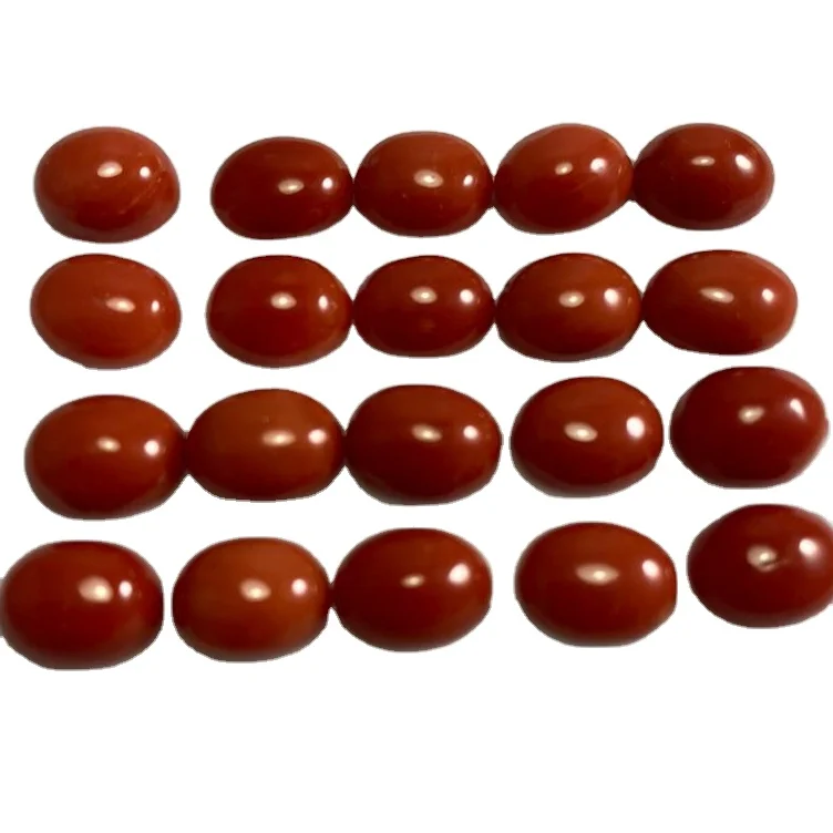 Натуральный красный коралл 6x4 мм Свободный калиброванный Овальный полудрагоценный камень