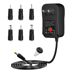 12W 30W 36W 41W Universal Power Supply AC to DC 3V 4.5V 5V 6V 7.5V 12V 1A 2A 3A Switching Power Supply with 10 DC Connectors