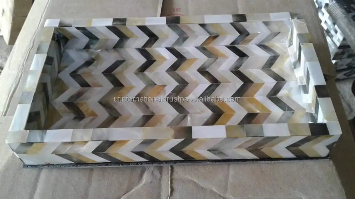  Высокая сервировочная поднос с перламутровой инкрустацией для использования в офисе ресторане отеле и дома