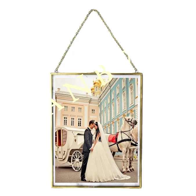 Stylish New Wall Hanging Photo Picture Frame Metal Glass Chain Low Price Home Decorative Item Table Wall Composed Aluminium Iron