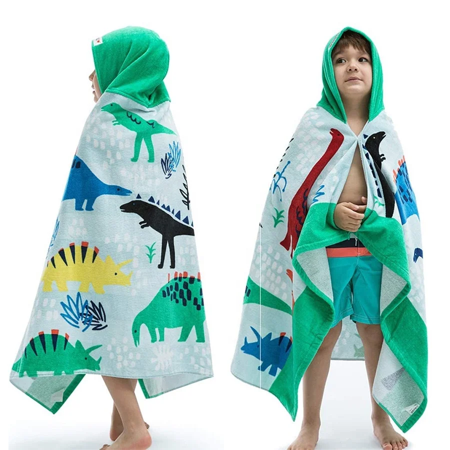 Factory Wholesale Custom Logo 100% Cotton Quick Dry Kid Hooded Sand Free Beach Towel Children Beach Bath Towel
