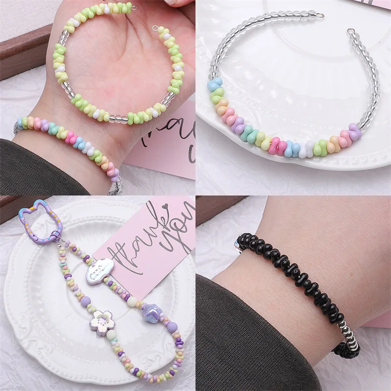 DIY Spring Candy 4*6mm rainbow Peanut Rice Shape Acrylic Seed Beads for Jewelry Making Bracelet Accessories Wholesale
