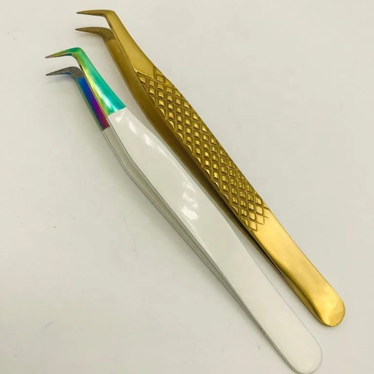 Lash Tweezers Diamond Dust Tips Tweezers Sustainable Custom Tweezer For Eyelash Extension Private Label Custom Packing