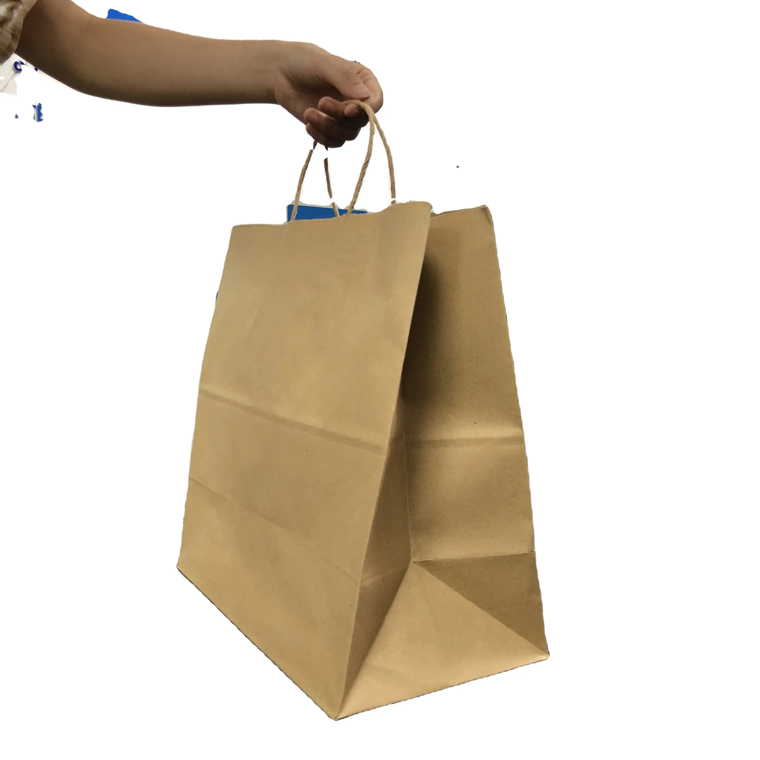 Shopping Grocery Brown And White Kraft Paper Bag With Handles Custom Logo And Color Eco Friendly From Factory Vietnam 2024