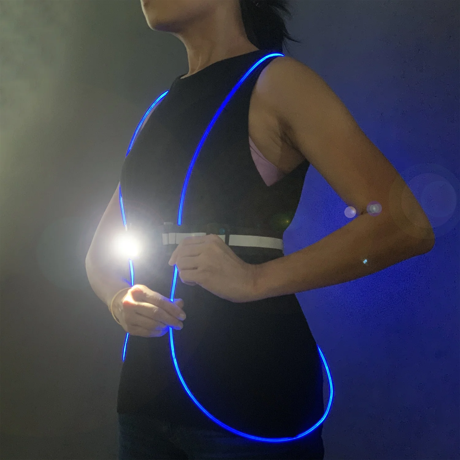 Новый высоковидимый светоотражающий светодиодный жилет перезаряжаемый с передним фонарем 200 люмен