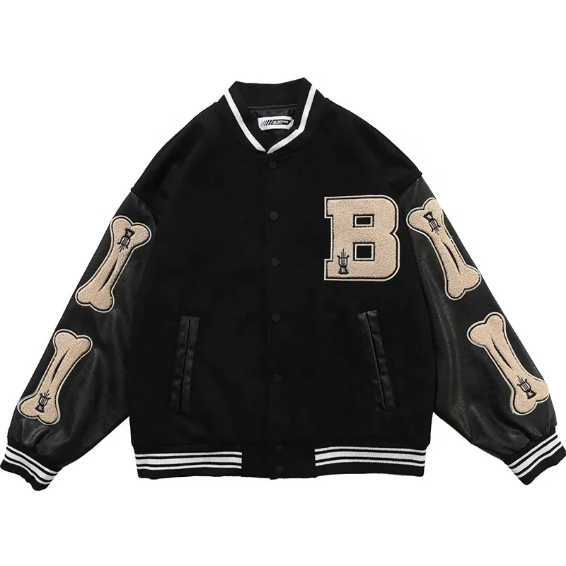 Unisex custom varsity jacket leather sleeve embroidery varsity jacket baseball team vintage letterman varsity jacket for men