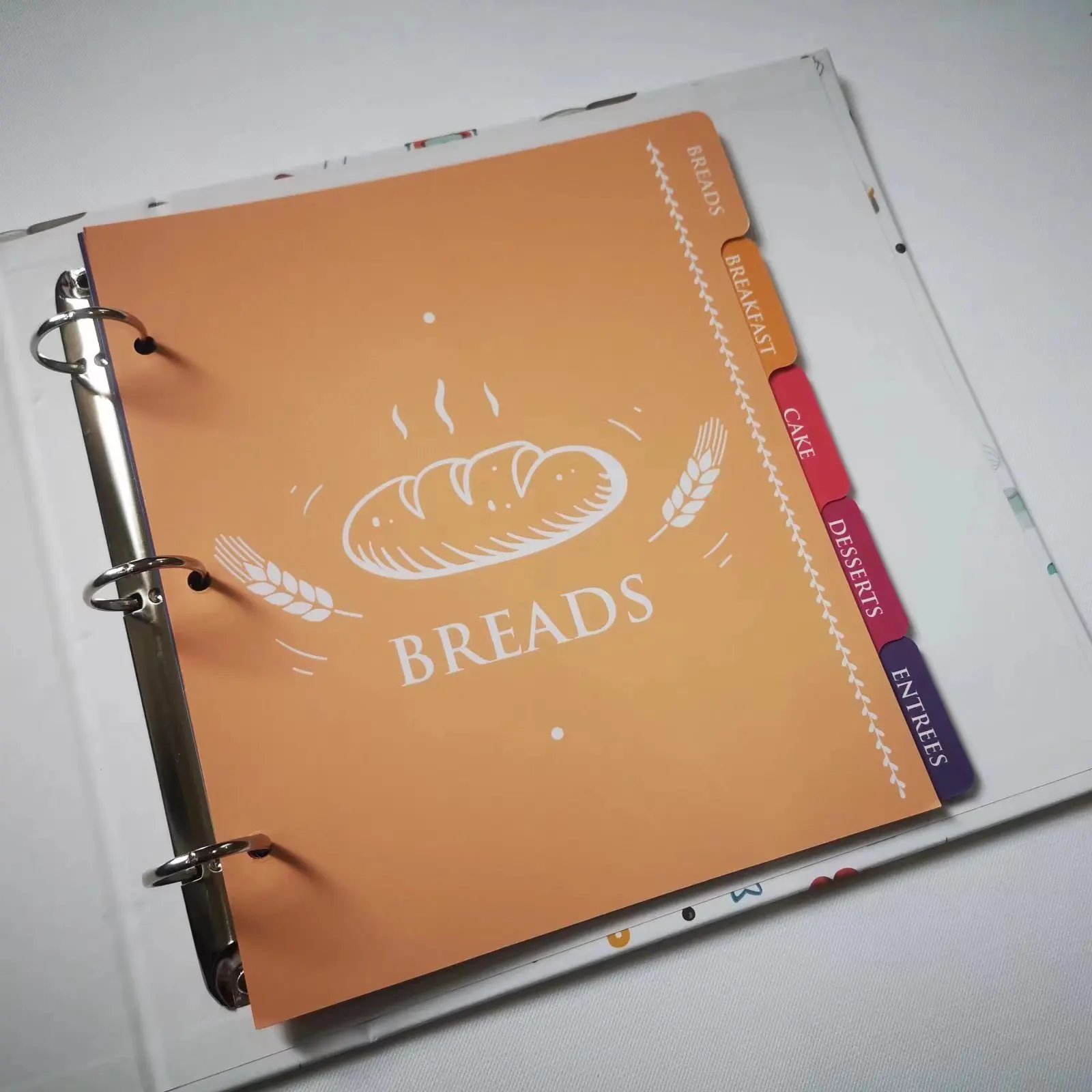 3-ring binder cookery book with 50 PP sheet 50 recipe card