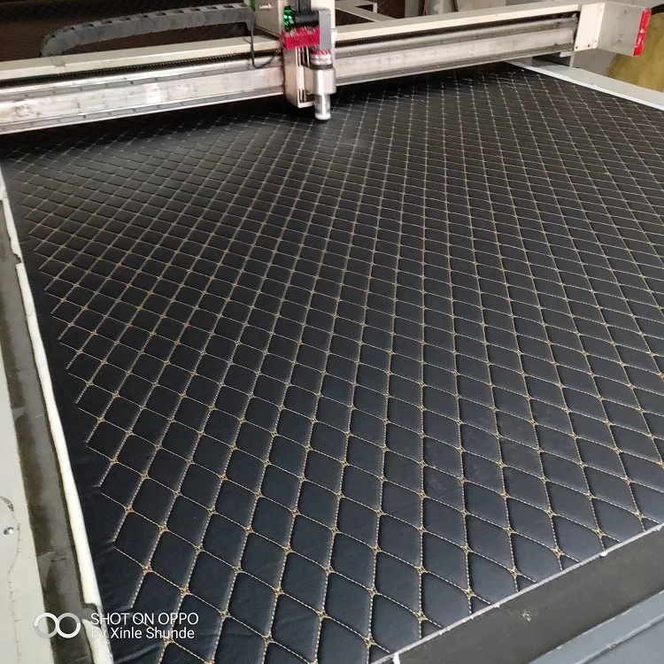 Quilted Foam Fabric Faux Leather Thick Sponge Backing Faux Leather Diamond Fluted Car Seating Vehicle Upholstery Fabric