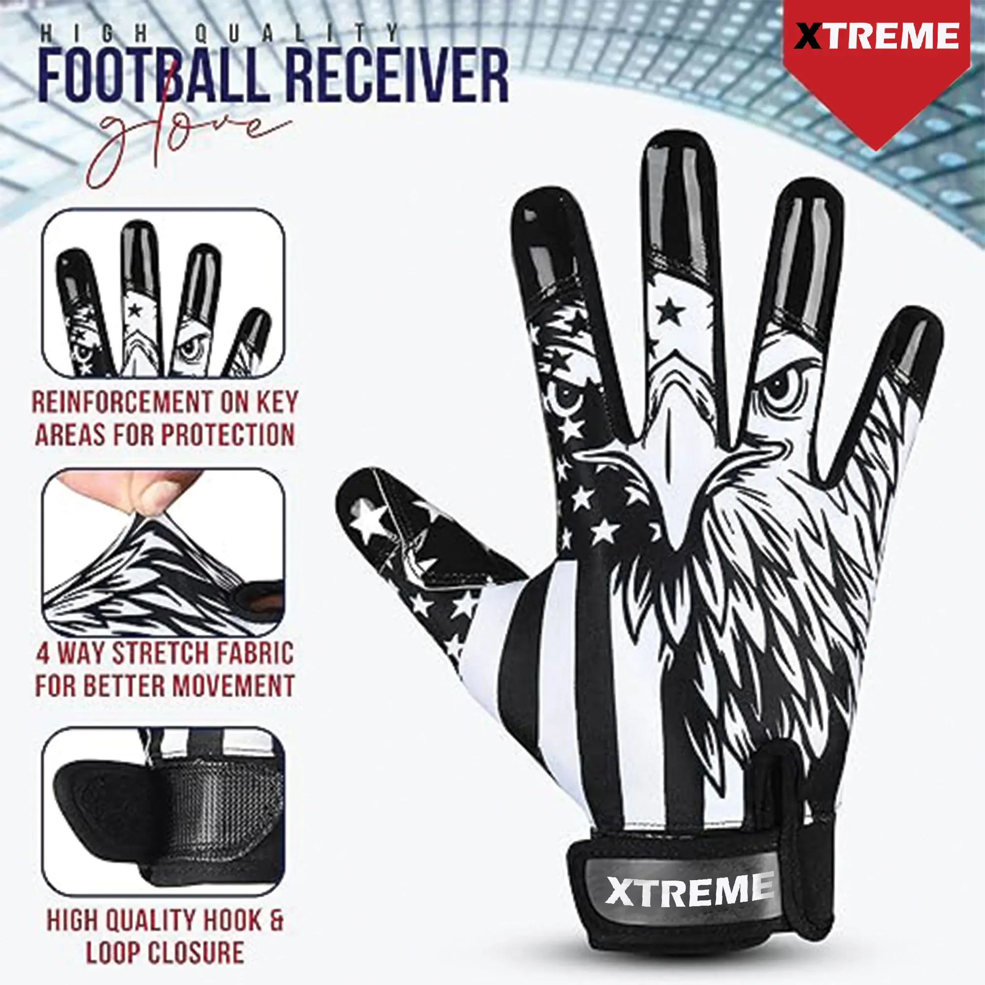 Wholesale Customized American Football Receiver Gloves Custom Logo And Design Fielding Gloves Cold Weather Rugby Gloves, OEM/ODM