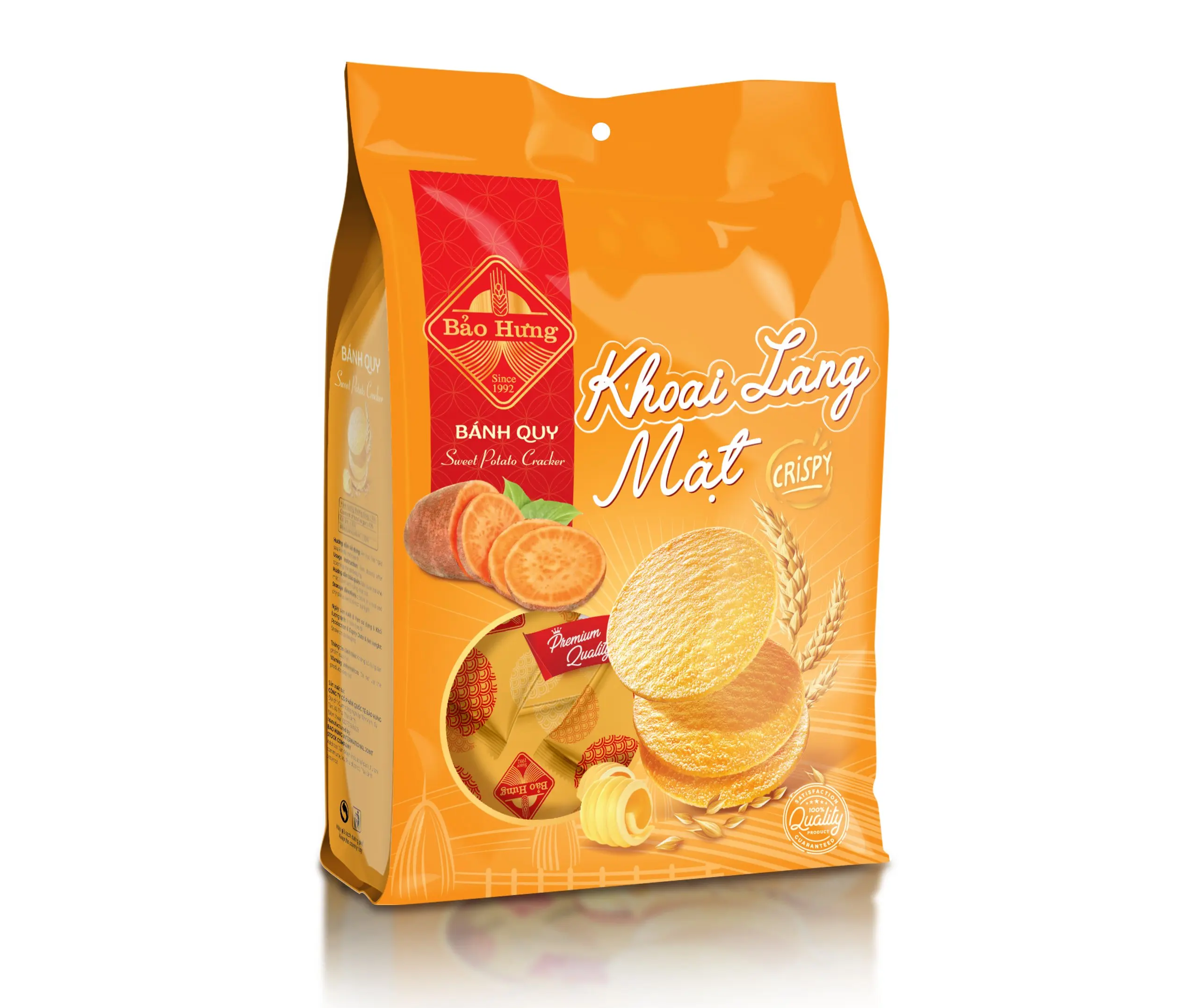 Premium Quality Bao Hung Sweet Potato Flavour Thin Crispy Cracker 250g IN PAPER BOX - Delicious