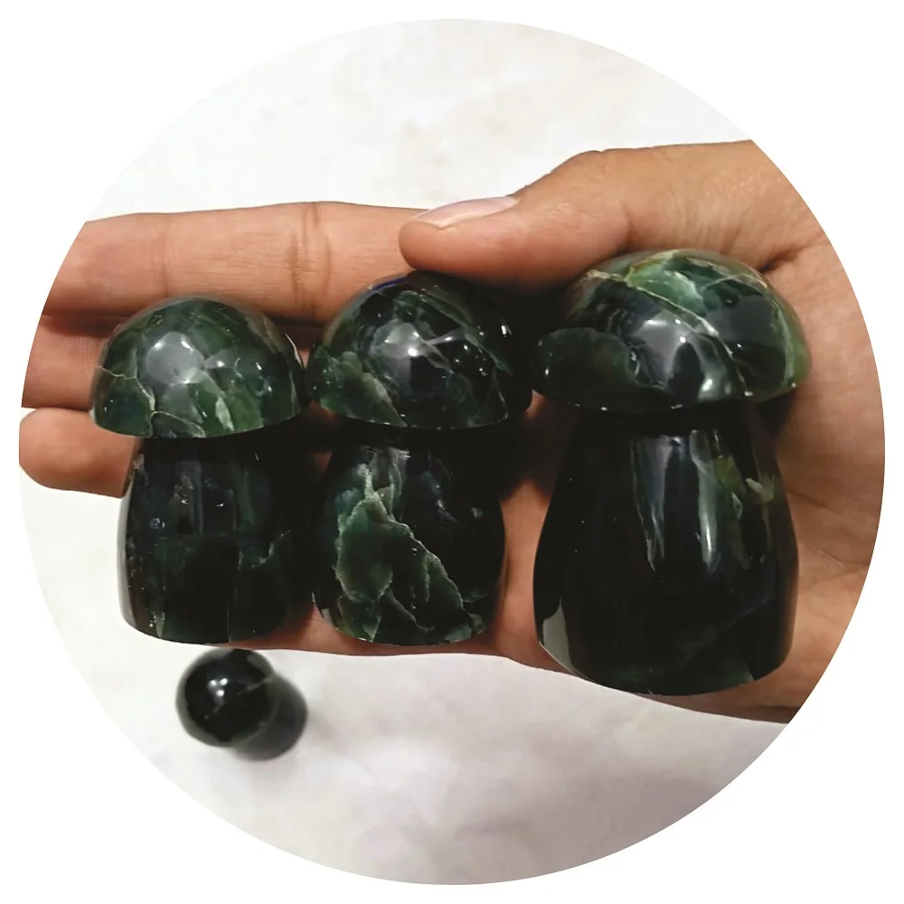 High Quality Natural Jade Handmade Mushroom Showpiece Polished OEM Gemstone Healing Crystal Craft from Pakistan.