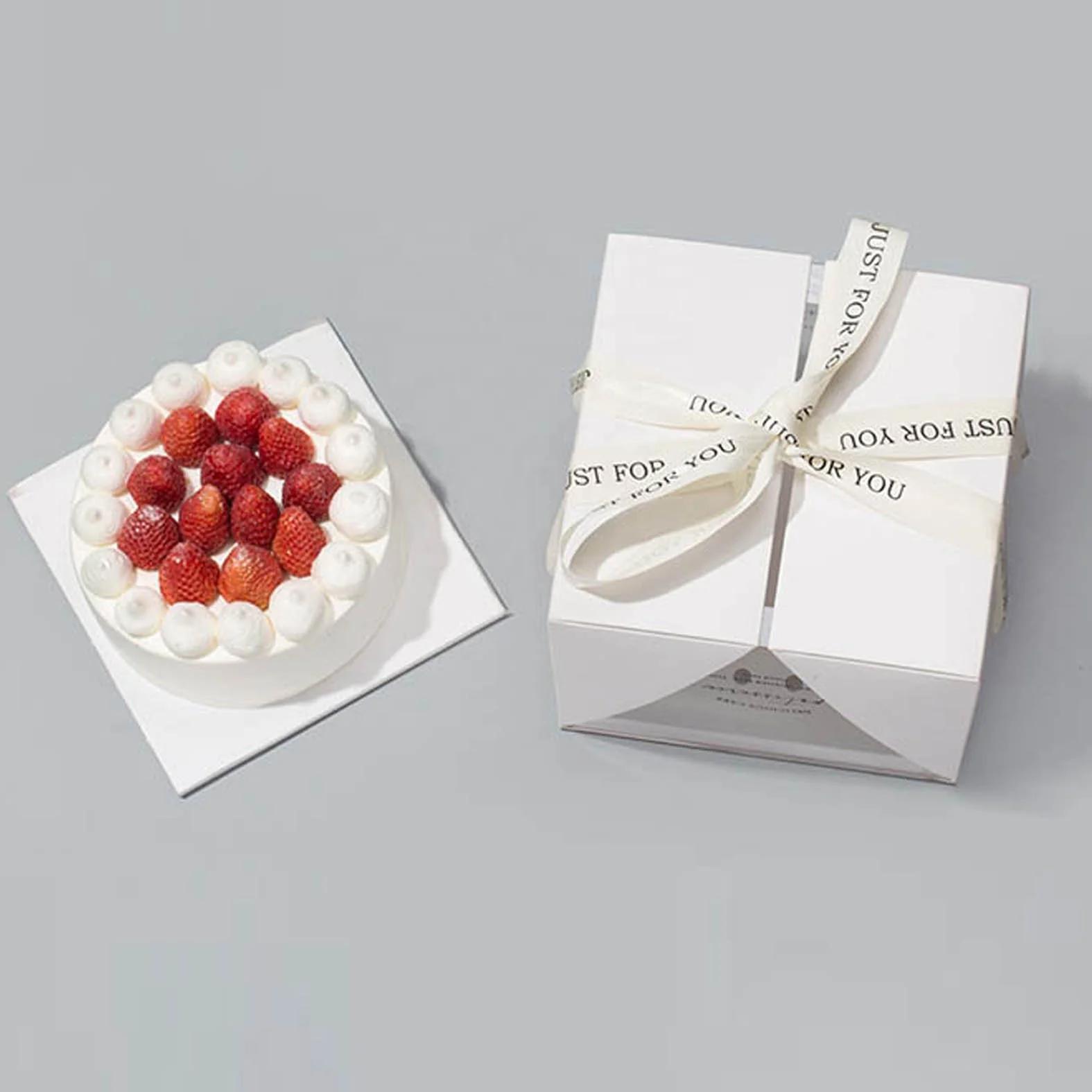 Custom Printing Cake Box Food Rigid Boxes Transparent Plastic Luxury Paperboard CMYK Elephant Bird Logo Wedding 4 6 8 10 12 Inch