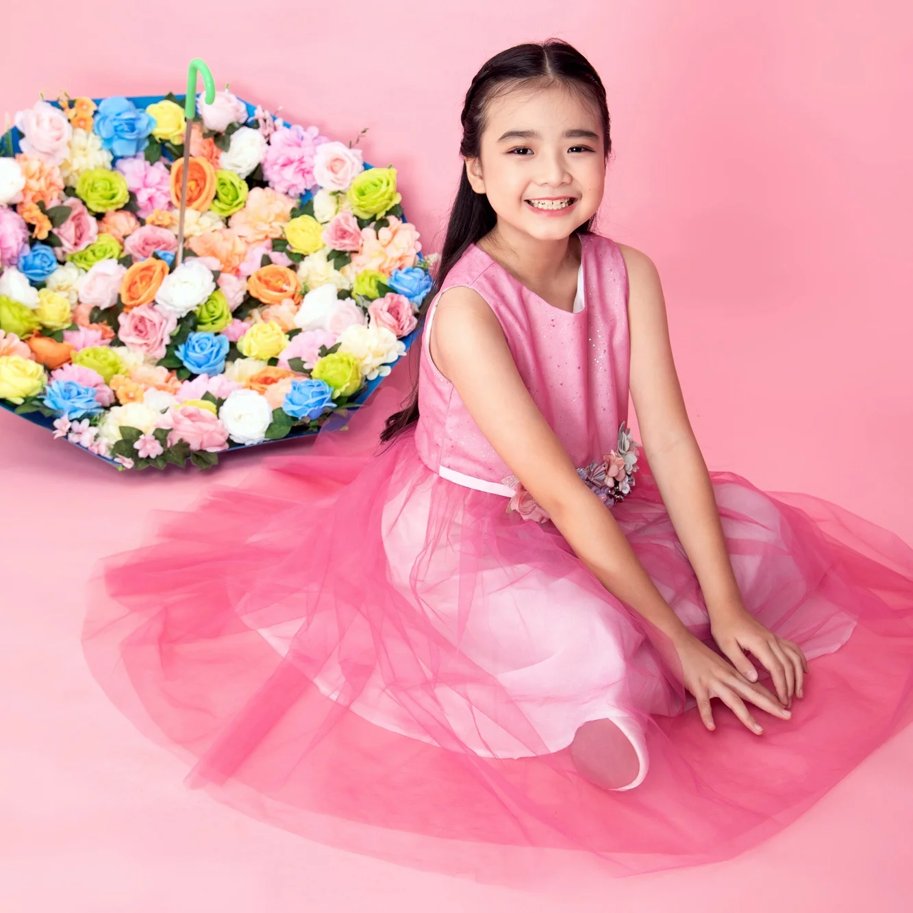 
 Розовое платье кроя принцесса, платья для конкурсов красоты для маленьких От 1 до 12 лет Детская одежда для девочек, ручная работа, с розовыми шариками, Королевский стиль, платье для малышей  