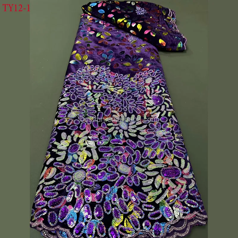 TY12  african sequin lace fabric 2024 african high quality lace fabric nigerian