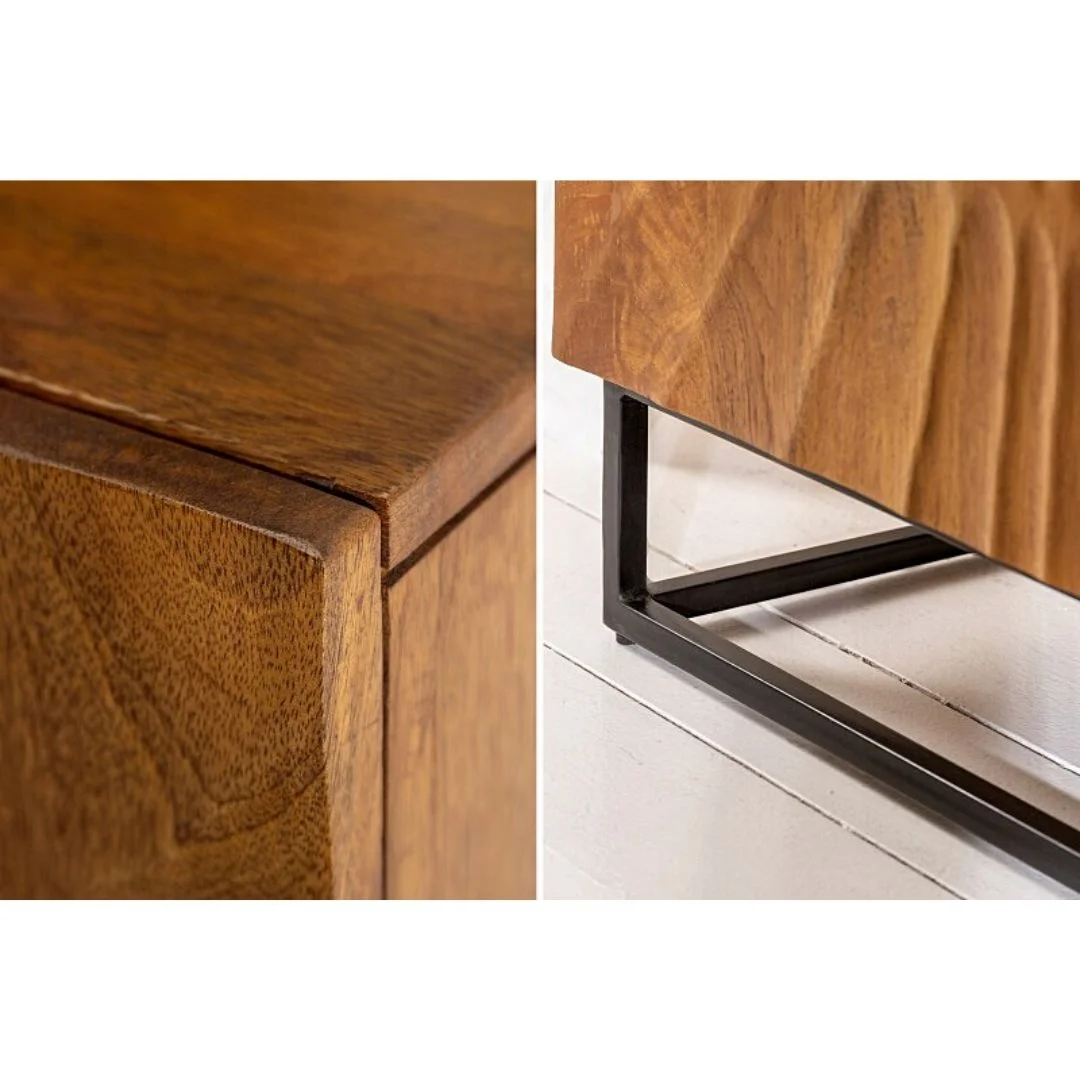 New trending rectangle shape wooden and Iron side board in dark brown color for living-room and others