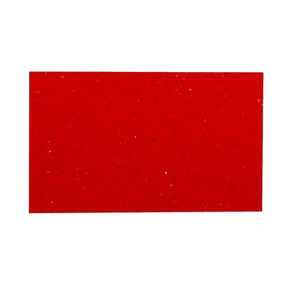 Quartz Artificial Stone Slab Sparkling Red Classical For Home Decoration.
