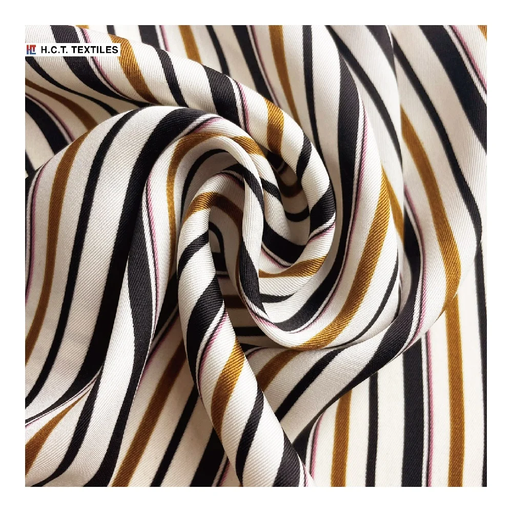 Мягкая и гладкая ткань с принтом в полоску, 95 г, полиэстер 100%, гладкая драпировочная ткань с диагональным переплетением для платья-Блузки