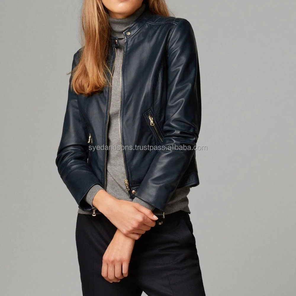 Syed & Sons Latest Stylish Fashion Jackets Motorcycle Bomber Biker Genuine Lambskin Leather Jacket For Women