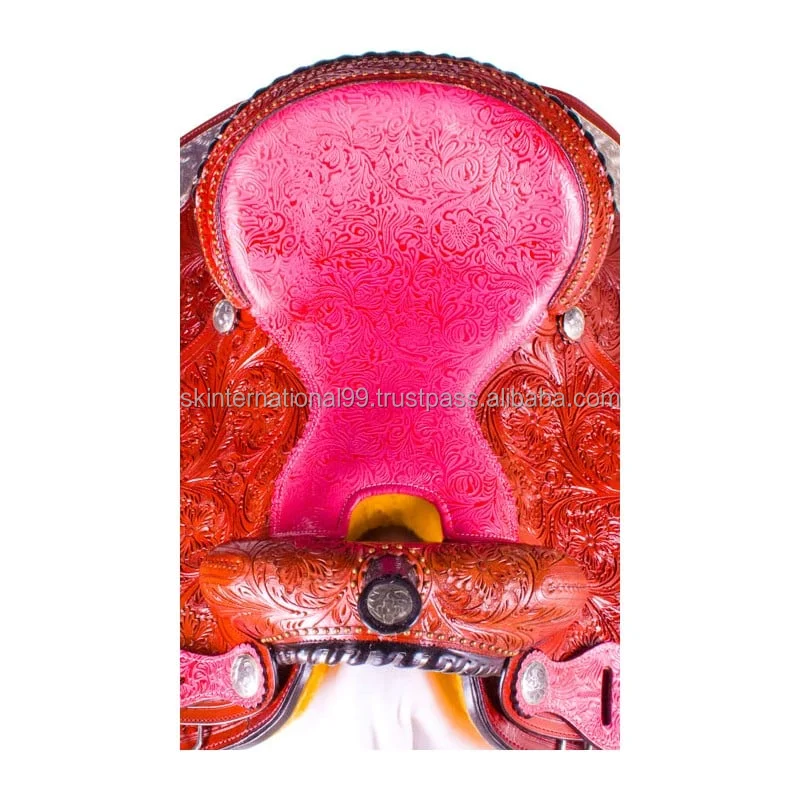 Highest Quality Horse Saddle for Comfortable Seat Filigree Pink Western Horse Barrel Racing Saddle Tack