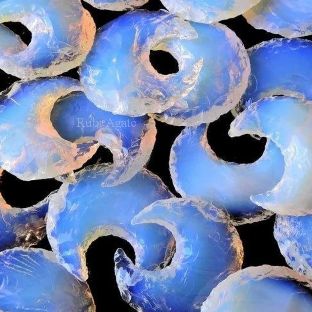 Натуральный кристалл луна ручная резьба Синий Опалит Луна для украшения фэн-шуй