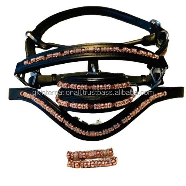 Ручная работа Выездки английская кожа лошадь брови настраиваемые красочные 2 ряда бусины жемчуг камни комбинация роскошные