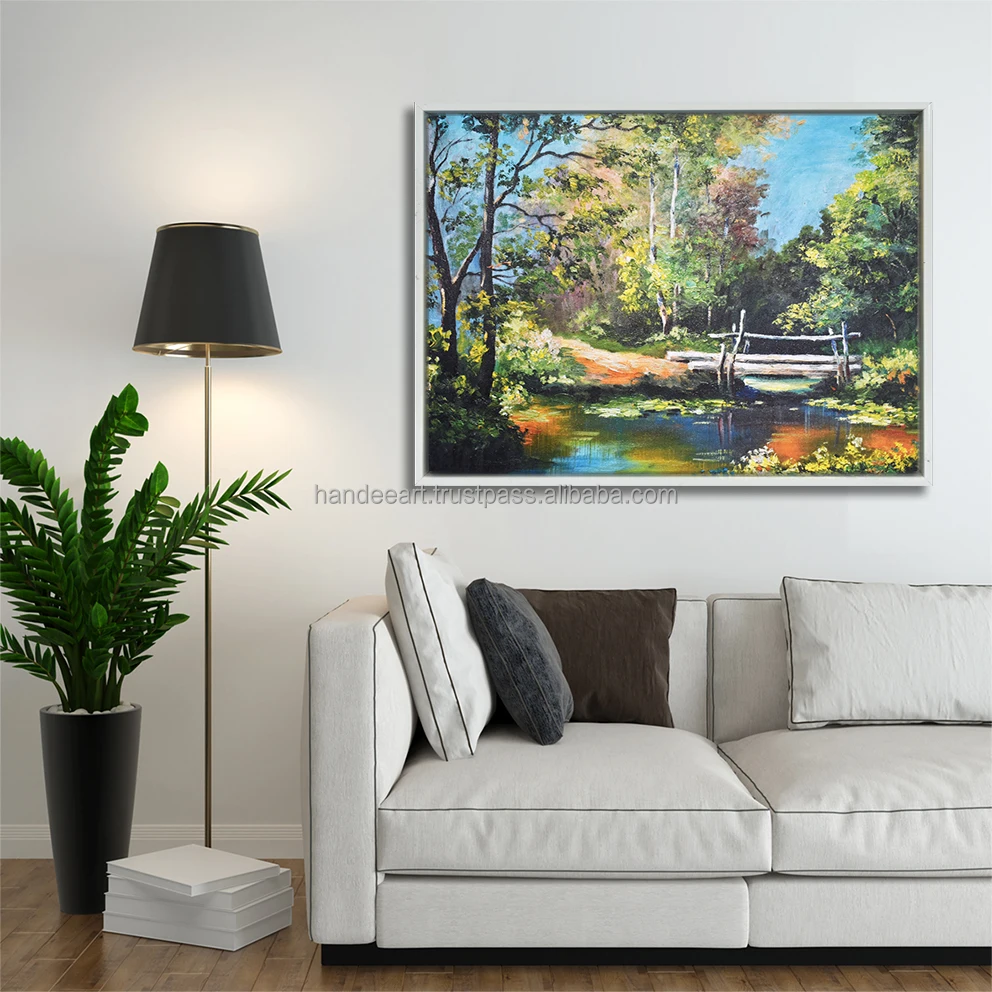 Wholesale Factory Low Price Bridge in The Forest Oil Painting on Canvas Art Print Oil Painting Colors