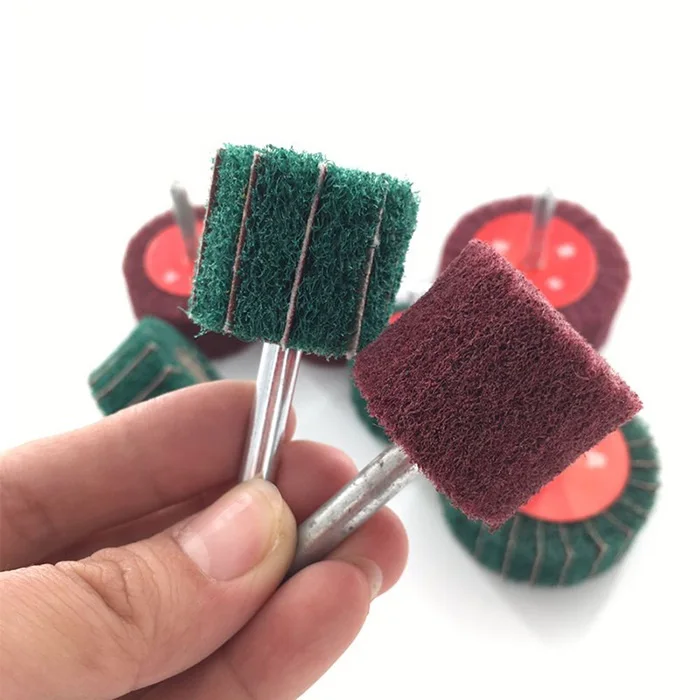 Зеленые тонкие алюминиевые Оксидные нетканые откидные колеса с валом для отделки pexmigm 50X30 мм